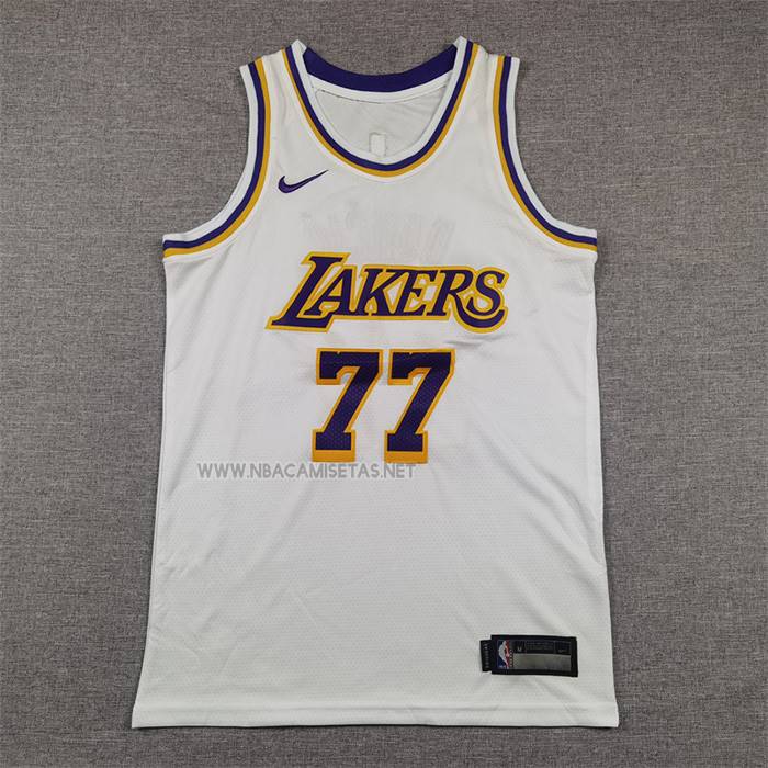 Camiseta Nino Los Angeles Lakers Luka Doncic NO 77 Association 2024-25 Blanco